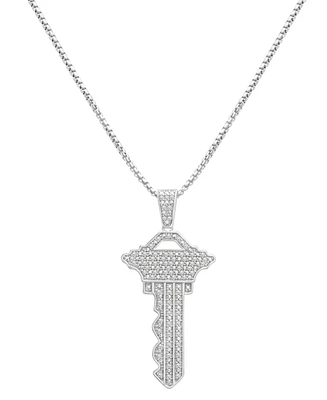 Men's Diamond Pave Key 22" Pendant Necklace (1/4 ct. t.w.) in Sterling Silver