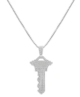 Men's Diamond Pave Key 22" Pendant Necklace (1/4 ct. t.w.) in Sterling Silver