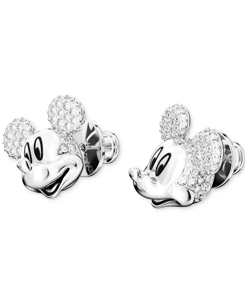 Swarovski Disney Mickey Mouse Silver-Tone Crystal Stud Earrings