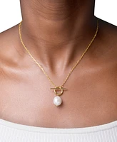 Cultured Freshwater Pearl (14 x 12mm) 16" Toggle Necklace in 14k Gold-Plated Sterling Silver