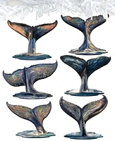 Designocracy Holiday Wooden Clip-On Ornaments Vibrant Whale Stories Set of 6 G. DeBrekht