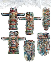 Designocracy Holiday Wooden Clip-On Ornaments Spirit of the Totem Set of 6 G. DeBrekht