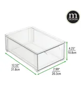 mDesign Plastic Stackable Bathroom Storage Organizer with Drawer, 4 Pack, Clear