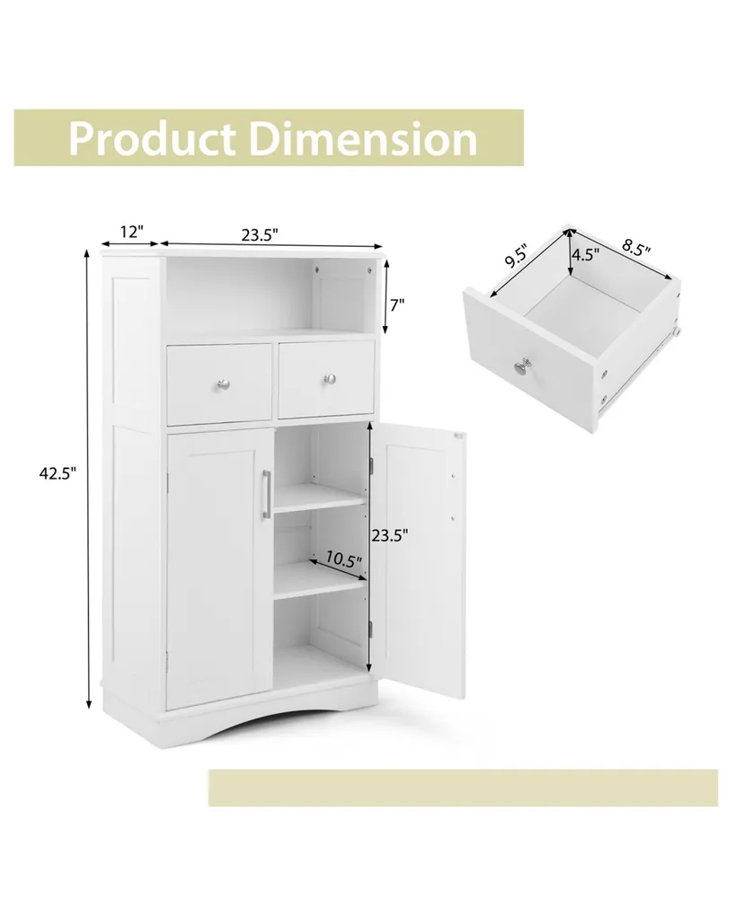 Bathroom Floor Cabinet Freestanding Storage Cabinet with 2 Doors