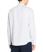 A|X Armani Exchange Men's Regular-Fit Cotton Satin Monochromatic Logo-Print Shirt