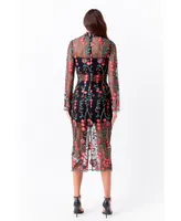 endless rose Women's Floral Embroidered Midi Dress