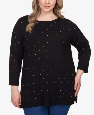Ruby Rd. Plus Stud Embellished Tunic Sweater