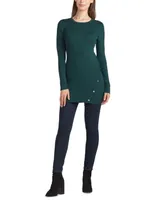 Bcx Juniors' Ribbed Side-Button Long-Sleeve Tunic Top