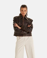 Furniq Uk Women's Brown Leather Jacket