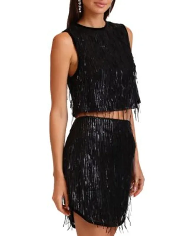 Sequin Fringe Shift Skirt