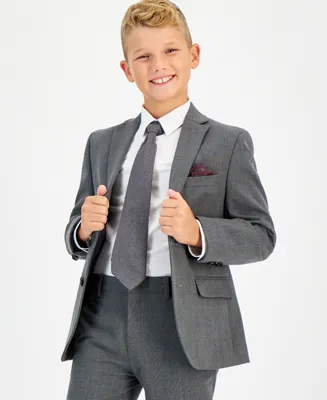 B by Brooks Brothers Big Boys Plaid Classic Fit Stretch Suit Jacket