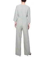 Ny Collection Petite 3/4 Sleeve Printed Belted Jumpsuit