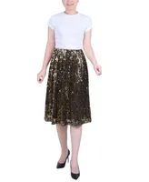 Ny Collection Petite Knee Length Sequined Skirt