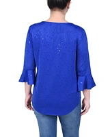 Ny Collection Petite 3/4 Bell Sleeve Top with Hardware