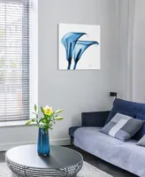 Empire Art Direct "Indigo Calla Lilies" Frameless Free Floating Tempered Glass Panel Graphic Wall Art, 24" x 24" x 0.2"