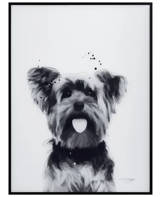 Empire Art Direct "Yorkshire Terrier" Pet Paintings on Printed Glass Encased with A Black Anodized Frame, 24" x 18" x 1"