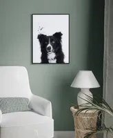 Empire Art Direct "Border Collie" Pet Paintings on Printed Glass Encased with A Black Anodized Frame, 24" x 18" x 1"