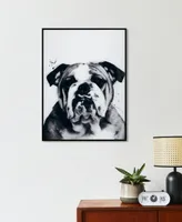 Empire Art Direct "Bulldog" Pet Paintings on Printed Glass Encased with A Black Anodized Frame, 24" x 18" x 1"