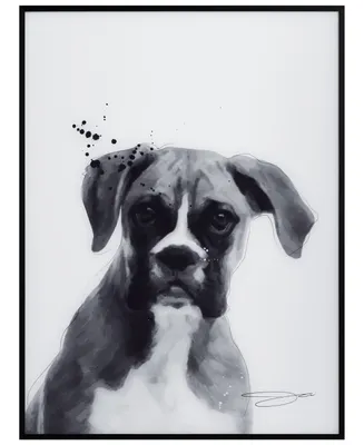 Empire Art Direct "Boxer" Pet Paintings on Printed Glass Encased with a Black anodized Frame, 24" x 18" x 1"