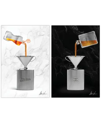 Empire Art Direct "Lavish Libations" Frameless Free Floating Tempered Glass Panel Graphic Wall Art Set of 2, 36" x 24" x 0.2" Each - Multi