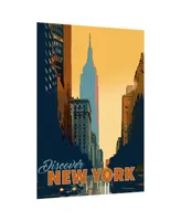 Empire Art Direct "New York Minute" Frameless Free Floating Tempered Glass Panel Graphic Wall Art, 36" x 24" x 0.2" - Multi