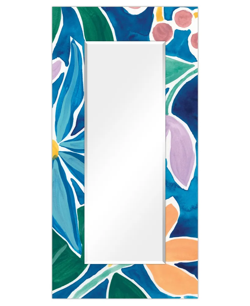 Empire Art Direct "Tiki Square" Rectangular Beveled Mirror on Free Floating Printed Tempered Art Glass, 72" x 36" x 0.4"