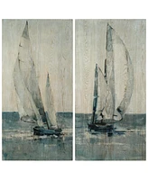 Empire Art Direct Gray Seas I Ii Fine Radiographic Photography Hi Definition Giclee Printed Directly on Hand Finished Ash Wood, 48" x 24" x 1.5" Each,