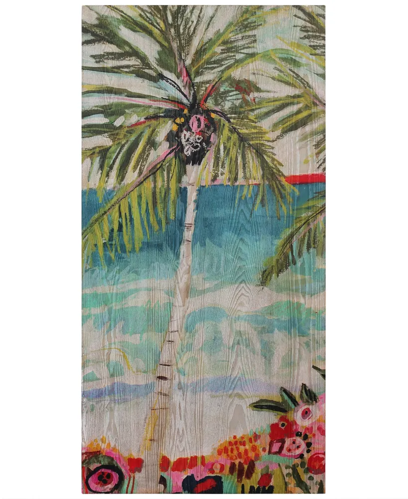 Empire Art Direct "Palm Tree Whimsy I" Fine Giclee Printed Directly on Hand Finished Ash Wood Wall Art, 48" x 24" x 1.5" - Multi