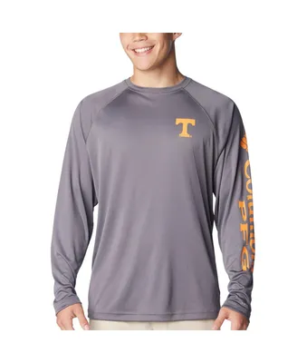 Men's Columbia Charcoal Tennessee Volunteers Terminal Tackle Omni-Shade Raglan Long Sleeve T-shirt