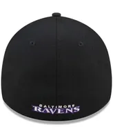 Men's New Era Black Baltimore Ravens Flawless Stripe 39THIRTY Flex Hat