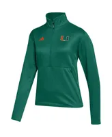 Women's adidas Green Miami Hurricanes 2023 Sideline Aeroready Raglan Half-Zip Top