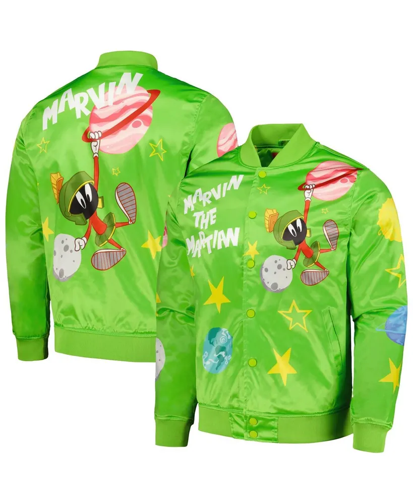 Men's Freeze Max Green Looney Tunes Marvin the Martian Graphic Satin Full-Snap Jacket