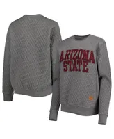 Women's Pressbox Heather Charcoal Arizona State Sun Devils Moose Quilted Pullover Sweatshirt