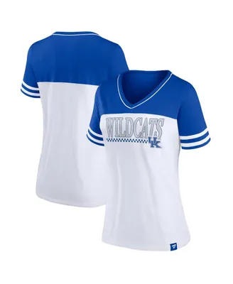 Women's Profile White, Royal Kentucky Wildcats Plus Field Game V-Neck T-shirt