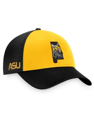 Men's Top of the World Black, Gold Alabama State Hornets Origins Trucker Adjustable Hat