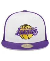 Men's New Era White Los Angeles Lakers Throwback Satin 59FIFTY Fitted Hat