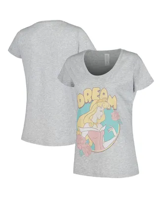 Women's Mad Engine Heather Gray Sleeping Beauty Dream Aurora Scoop Neck T-shirt