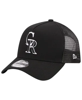 Men's New Era Black Colorado Rockies A-Frame 9FORTY Trucker Adjustable Hat