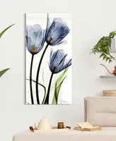 Empire Art Direct "Three Blue TuLIps" Frameless Free Floating Tempered Glass Panel Graphic Wall Art, 48" x 24" x 0.2"