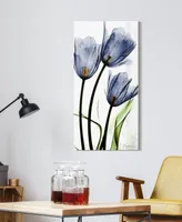 Empire Art Direct "Three Blue TuLIps" Frameless Free Floating Tempered Glass Panel Graphic Wall Art, 48" x 24" x 0.2"