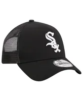 Men's New Era Black Chicago White Sox A-Frame 9FORTY Trucker Adjustable Hat