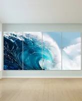 Empire Art Direct Blue Wave Abcd Frameless Free Floating Tempered Glass Panel Graphic Wall Art, 72" x 36" x 0.2" Each