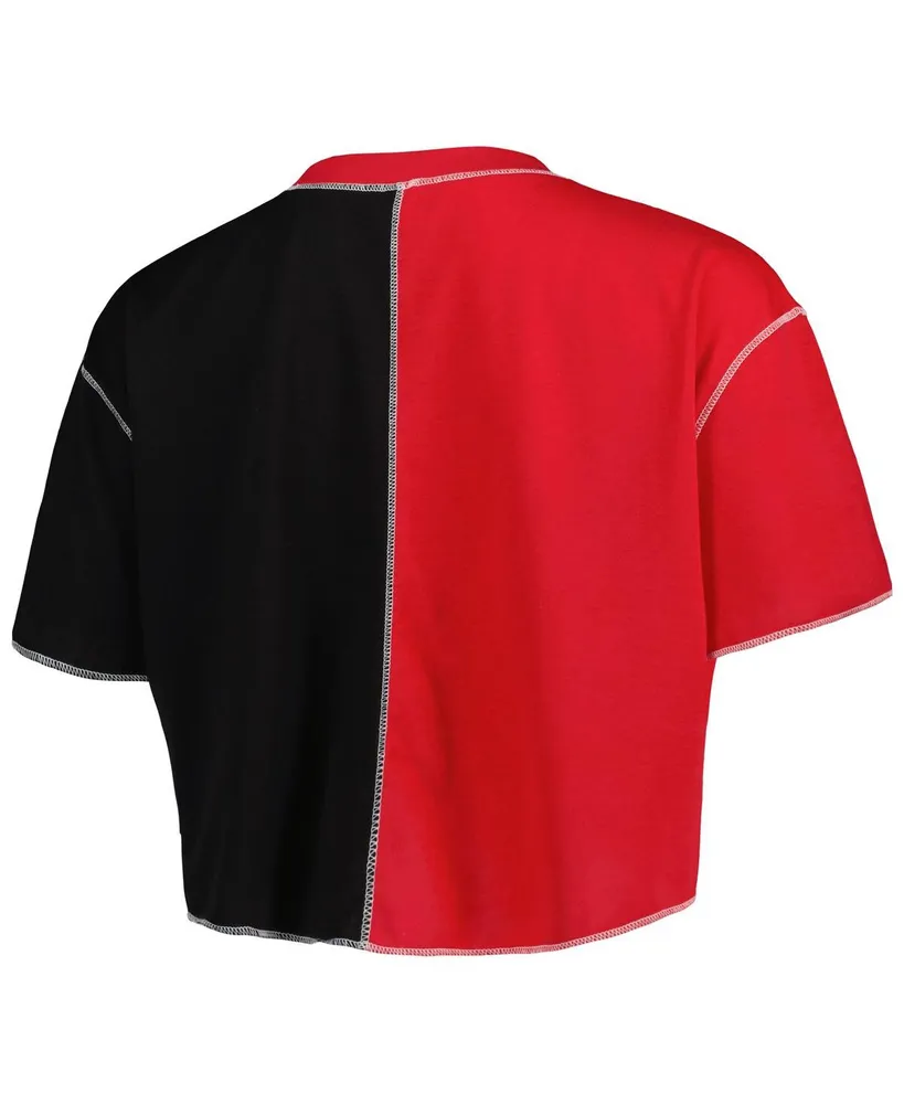 Women's ZooZatz Red, Black Georgia Bulldogs Colorblock Cropped T-shirt