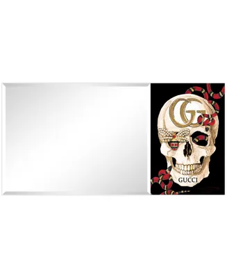 Empire Art Direct "Gg Skull" Rectangular Beveled Mirror on Free Floating Printed Tempered Art Glass, 24" x 48" x 0.4" - Multi