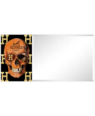 Empire Art Direct "Designer Skull" Rectangular Beveled Mirror on Free Floating Printed Tempered Art Glass, 24" x 48" x 0.4" - Multi