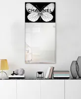 Empire Art Direct "Cc Butterfly" Rectangular Beveled Mirror on Free Floating Printed Tempered Art Glass, 48" x 24" x 0.4"