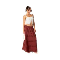 Women's Tiered lace trim maxi skirt