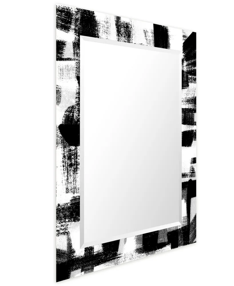 Empire Art Direct "Newsflash I" Rectangular Beveled Mirror on Free Floating Printed Tempered Art Glass, 30" x 40" x 0.4"