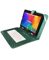 Linsay New 10.1" Tablet Octa Core 128GB Super Luxury Bundle Exclusive Luxury Green Crocodile Style Keyboard and Backpack Newest Android 13