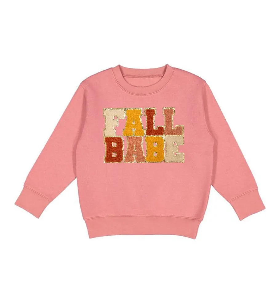 Little and Big Girls Fall Babe Patch Sweatshirt